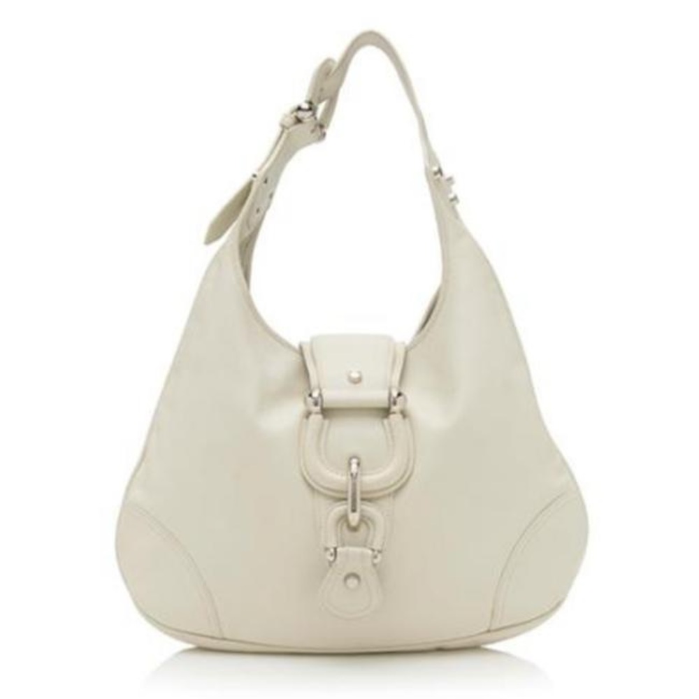 Burberry Hillgate White Leather Hobo Bag
